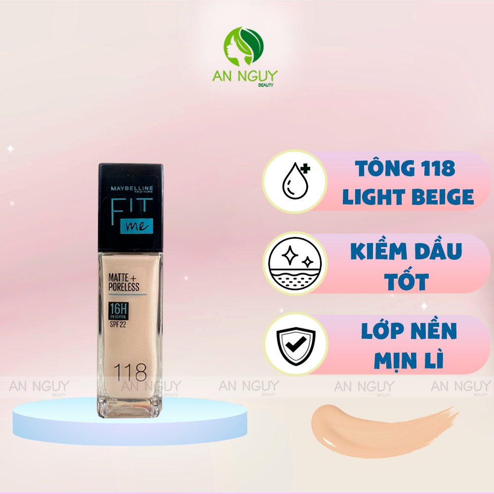 Kem Nền Maybelline Fit Me Matte + Poreless Foundation Mịn Nhẹ, Kiềm Dầu 30ml