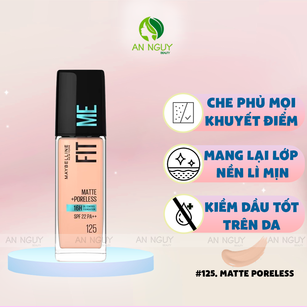 Kem Nền Maybelline Fit Me Matte + Poreless Foundation Mịn Nhẹ, Kiềm Dầu 30ml