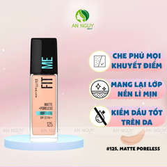 Kem Nền Maybelline Fit Me Matte + Poreless Foundation Mịn Nhẹ, Kiềm Dầu 30ml