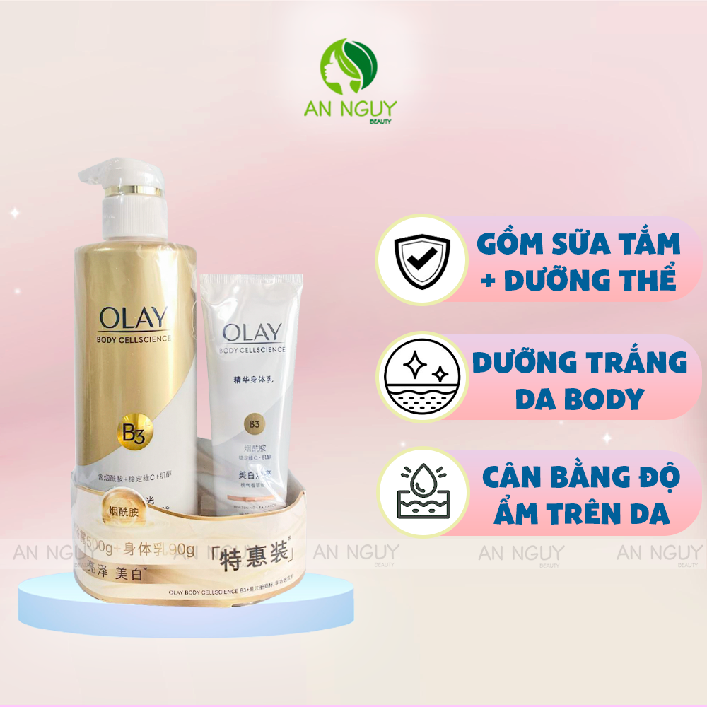 Combo 2 Món Sữa Tắm Olay Body Cellscience 500g + Sữa Dưỡng