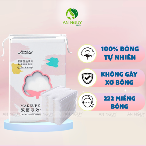 Bông Tẩy Trang Lameila Makeup Cotton 3 Lớp Dày Dặn 222 Miếng