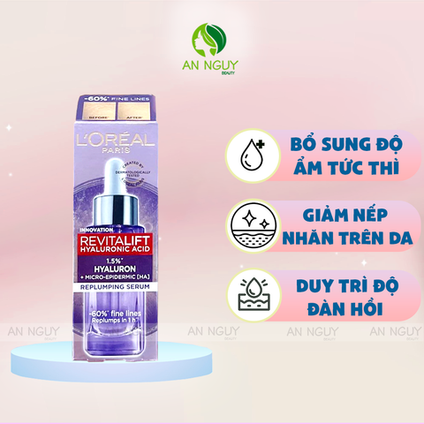 Tinh Chất Cấp Nước L’Oreal Revitalift Hyaluronic Acid 1.5% Hyaluron Repluming Serum Dưỡng Sáng Da 30ml
