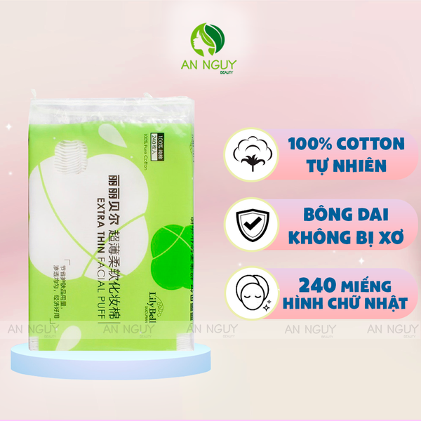 Bông Tẩy Trang LilyBell Extra Thin Facial Puff 240 Miếng