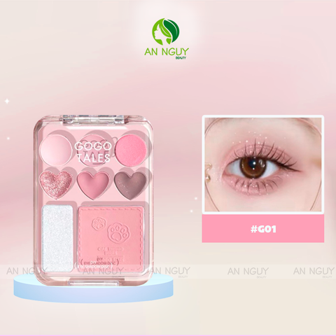 Bảng Phấn Mắt Và Má 8 Ô Gogo Tales Stick Sweet Heart Powder Blusher Eyeshadow Palette 9.5g
