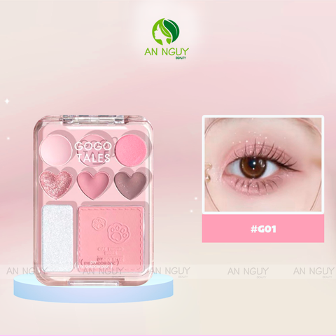 Bảng Phấn Mắt Và Má 8 Ô Gogo Tales Stick Sweet Heart Powder Blusher Eyeshadow Pallete 9.5g