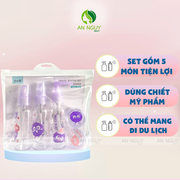 Bộ Chiết Mỹ Phẩm Du Lịch 5 Món Nhiều Màu