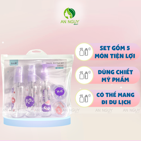 Bộ Chiết Mỹ Phẩm Du Lịch 5 Món Nhiều Màu