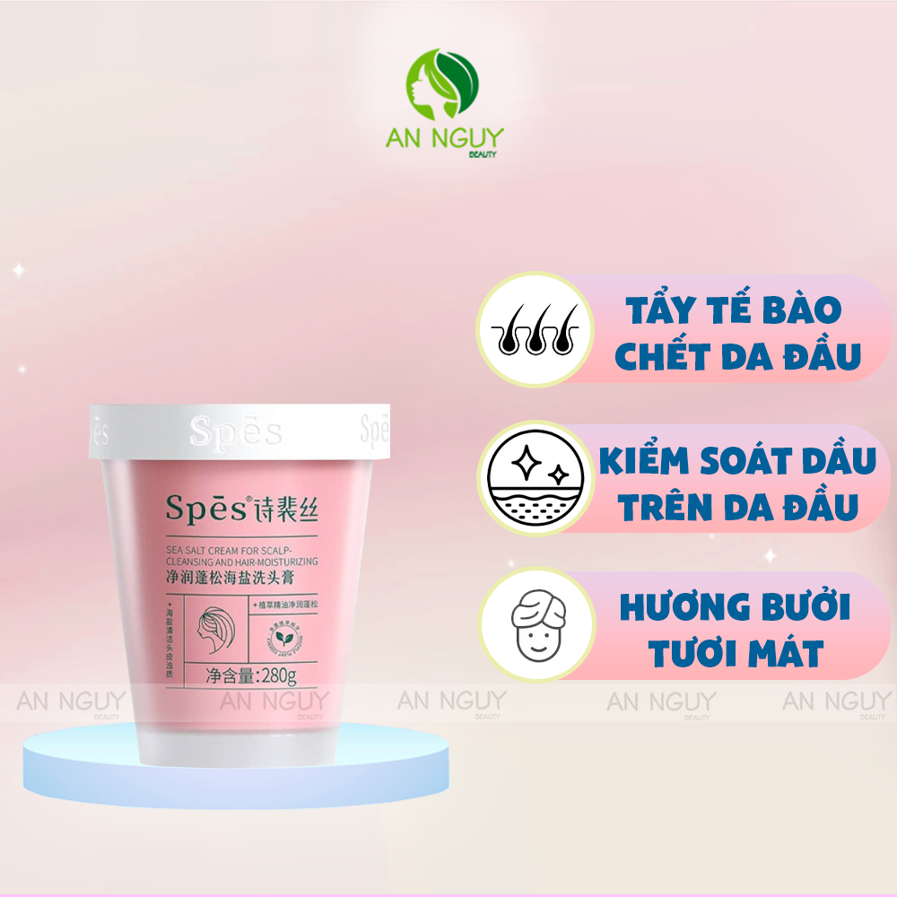Tẩy Tế Bào Chết Da Đầu Spes Sea Salt Cream Muối Biển Làm Sạch Tóc 280g