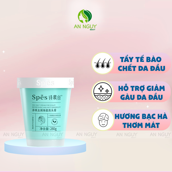 Tẩy Tế Bào Chết Da Đầu Spes Sea Salt Cream Muối Biển Làm Sạch Tóc 280g
