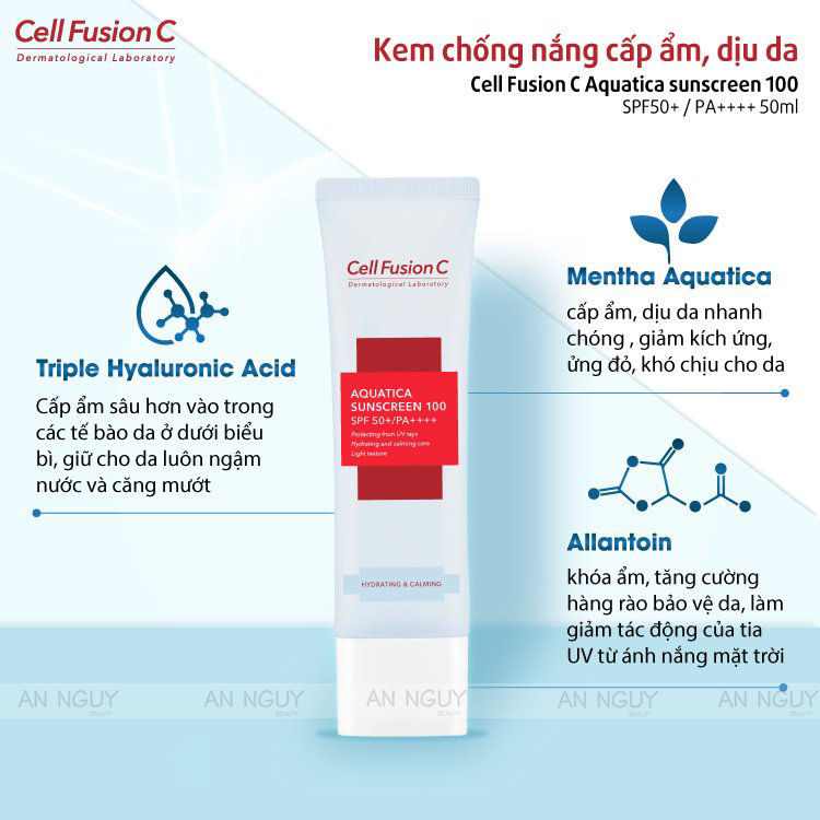 Kem Chống Nắng Cell Fusion C Aquatica Sunscreen 100 SPF 50+ PA++++  Cấp Ẩm Dịu Da 35ml