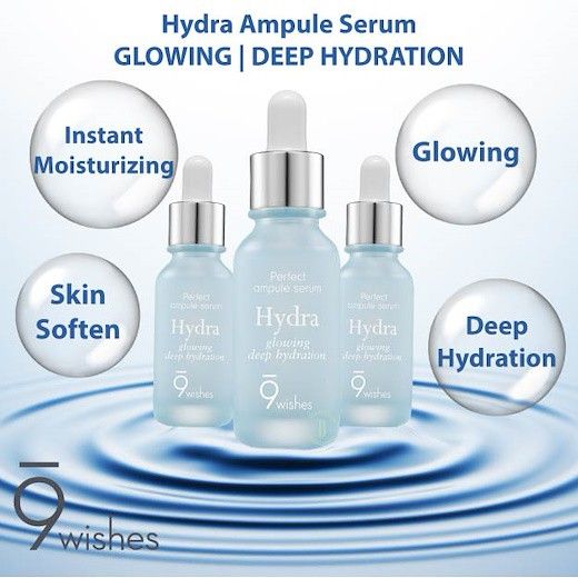 Tinh Chất Dưỡng Ẩm 9Wishes Hydra Skin Ampule Serum Cấp Ẩm, Căng Bóng Da 25ml