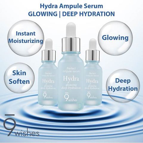 Tinh Chất Dưỡng Ẩm 9Wishes Hydra Skin Ampule Serum Cấp Ẩm, Căng Bóng Da 25ml