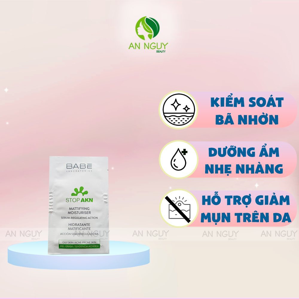 Kem Dưỡng Babe Stop AKN Mattifying Fluid Moisturiser Cho Da Dầu Mụn (2ml)