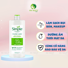 Nước Tẩy Trang Simple Micellar Cleansing Water Làm Sạch Da Dịu Nhẹ