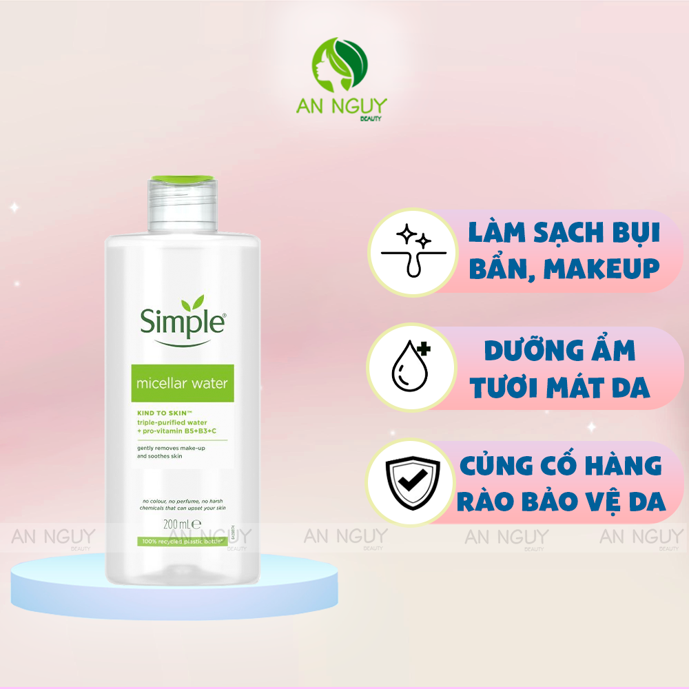 Nước Tẩy Trang Simple Micellar Cleansing Water Làm Sạch Da Dịu Nhẹ