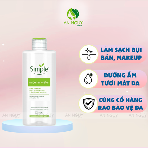 Nước Tẩy Trang Simple Micellar Cleansing Water Làm Sạch Da Dịu Nhẹ