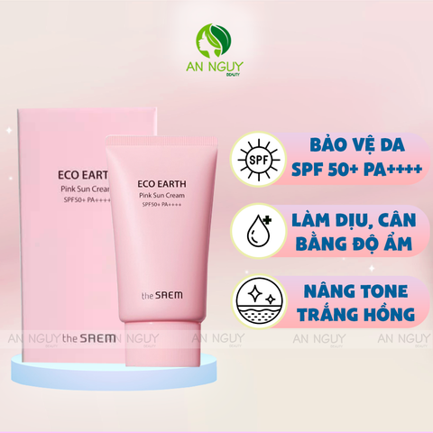 Kem Chống Nắng The Saem Eco Earth Pink Sun Cream SPF 50+ PA++++ 50gr