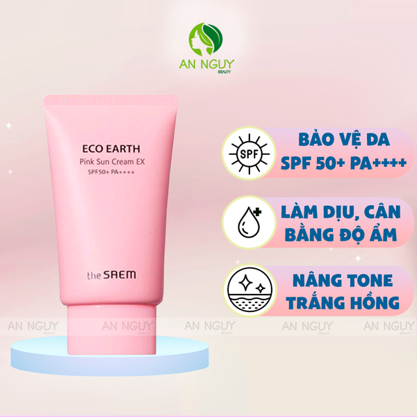 Kem Chống Nắng The Saem Eco Earth Pink Sun Cream EX SPF 50+ PA++++ 50g