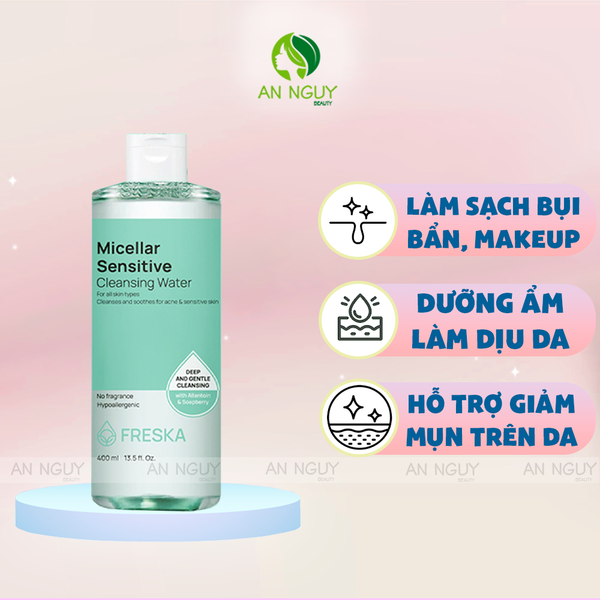 Nước Tẩy Trang Freska Micellar Sensitive Cleansing Water Sạch Sâu, Dưỡng Ẩm 400ml