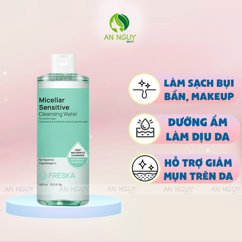 Nước Tẩy Trang Freska Micellar Sensitive Cleansing Water Sạch Sâu, Dưỡng Ẩm 400ml