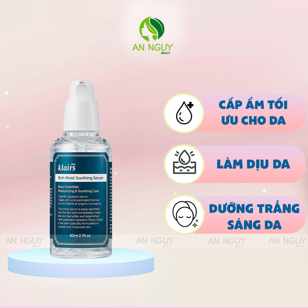 Tinh Chất Klairs Rich Moist Soothing Serum Dưỡng Ẩm Sâu 80ml