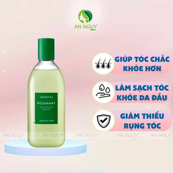 Dầu Gội Hương Thảo Aromatica Rosemary Scalp Scaling Shampoo Ngăn Rụng Tóc 400ml