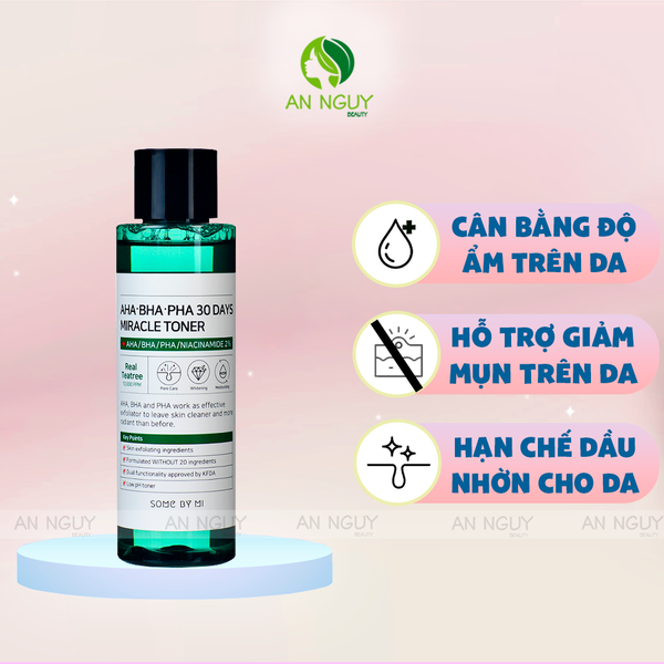 Nước Hoa Hồng Some By Mi AHA-BHA-PHA Miracle Toner 30 Days Cho Da Mụn