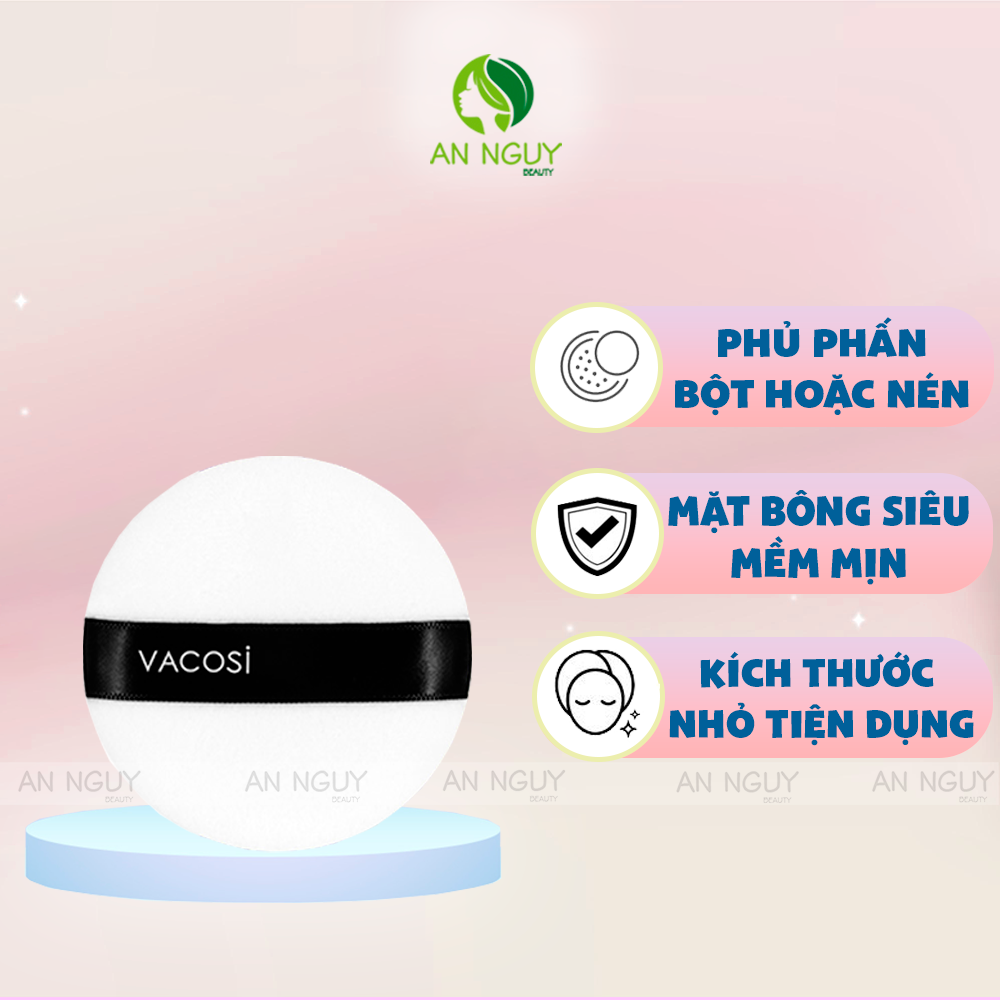 Bông Phấn Khô Tròn Vacosi Round Puff