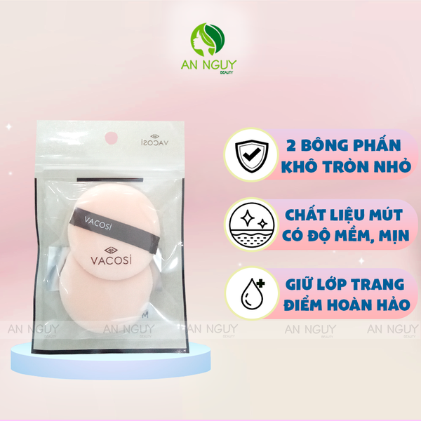 Set 2 Bông Phấn Khô Vacosi Dùng Phủ Phấn