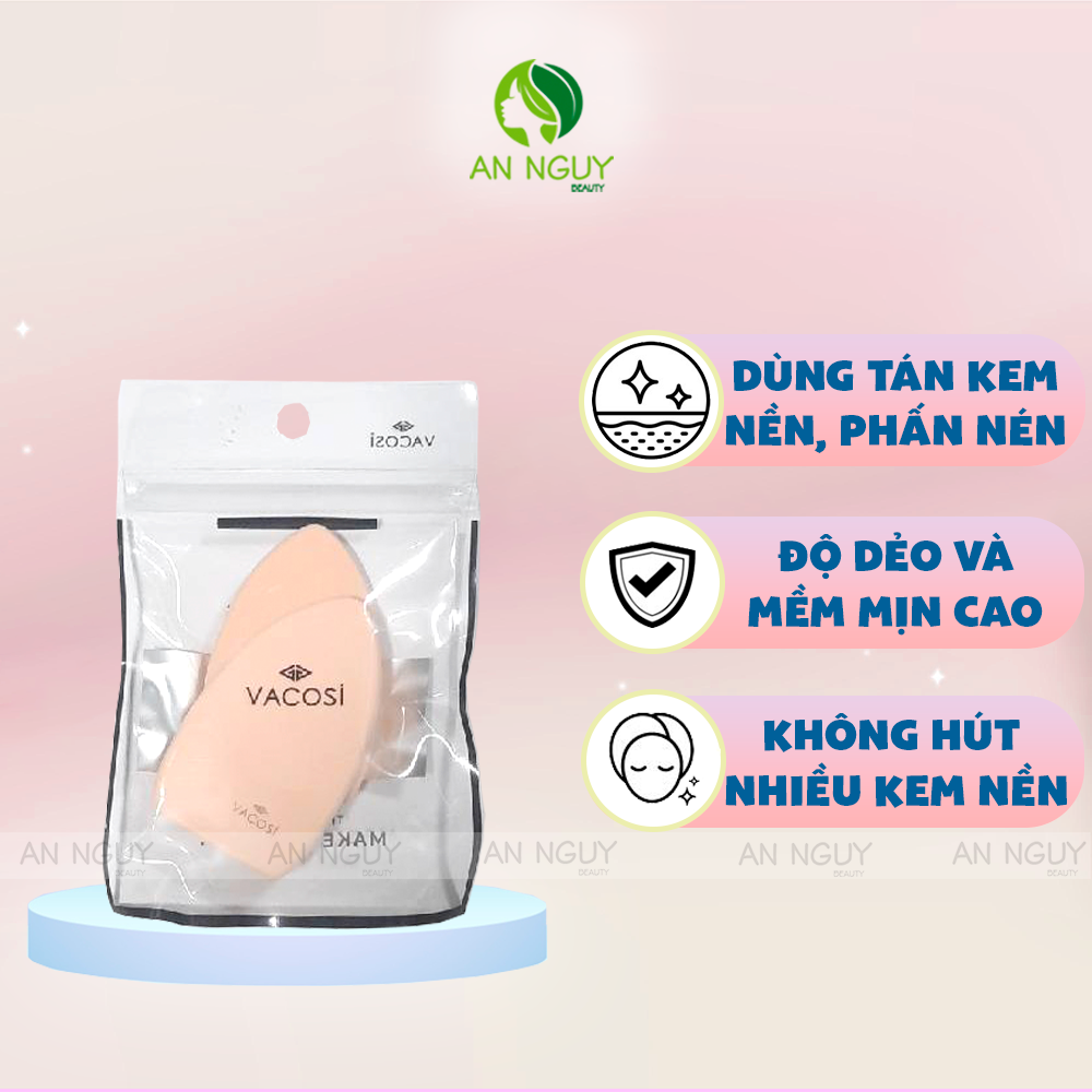 Set 2 Bông Phấn Ướt Vacosi Sponge Dùng Tán Đều Kem Nền