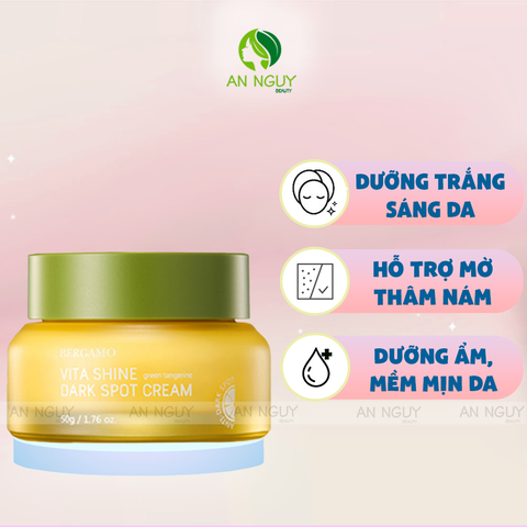 Kem Dưỡng Bergamo Green Tangerin Vita Shine Dark Spot Cream Chiết Xuất Quýt Xanh Hỗ Trợ Làm Trắng Da, Mờ Thâm Nám 50g