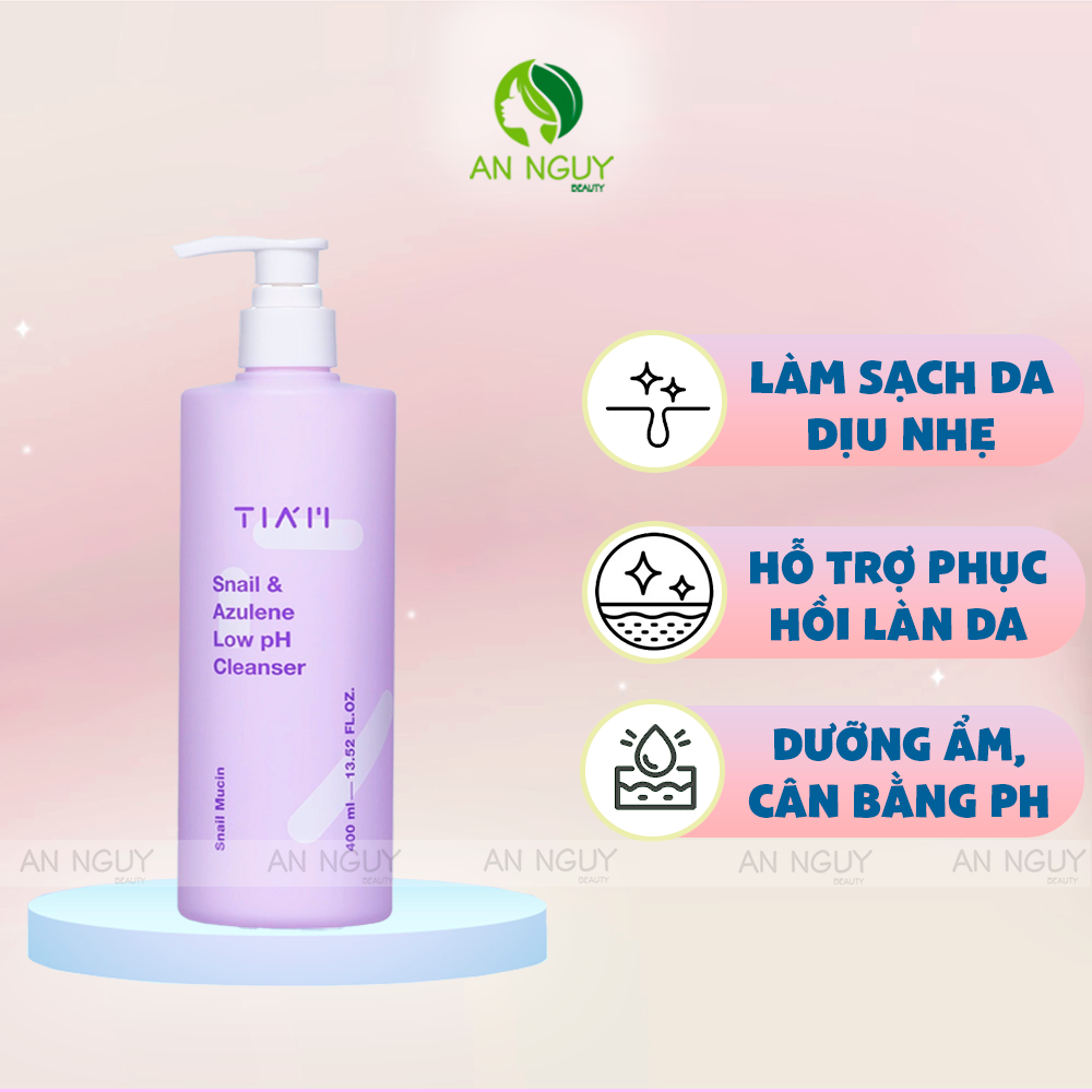 Sữa Rửa Mặt Tia'm Snail & Azulene Low PH Cleanser Làm Sạch Dịu Nhẹ