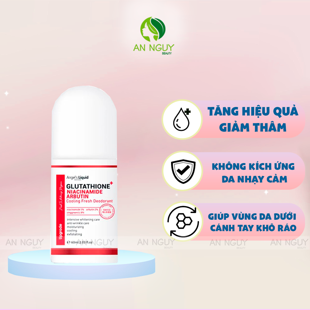 Lăn Vùng Nách Angel’s Liquid Glutathione Plus Niacinamide Arbutin Mờ Thâm Dưỡng Trắng 60ml