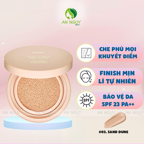 Phấn Nước Huxley Secret Of Sahara Cover Cushion SPF 23/ PA++ Che Phủ Mọi Khuyết Điểm 12gr