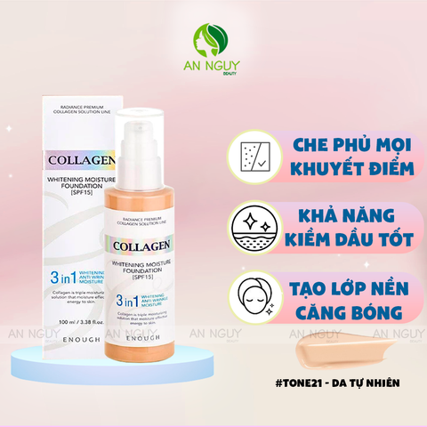 Kem Nền Enough Collagen Whitening Moisture Foundation 3in1 100ml #Tone21