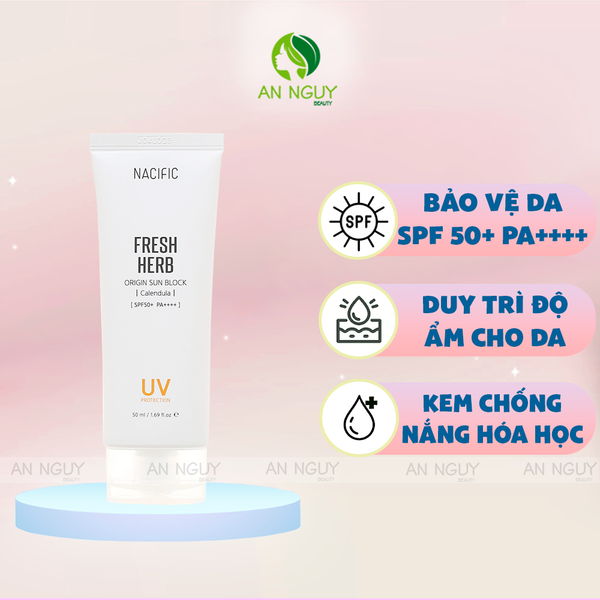 Kem Chống Nắng NACIFIC Fresh Herb Origin Sun Block Calendula SPF 50+/PA++++ Làm Dịu Da Chiết Xuất Hoa Cúc 50ml