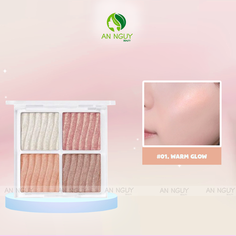 Bảng Highlight 4 Ô Wakemake Glow Palette 7.8gr