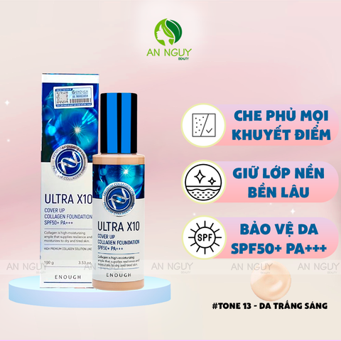 Kem Nền Enough Premium Ultra X10 Cover Up Collagen Foundation 100g
