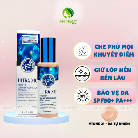 Kem Nền Enough Premium Ultra X10 Cover Up Collagen Foundation 100g