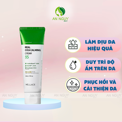 Kem Dưỡng Ẩm Wellage Real Cica Calming 95 Cream Phục Hồi Và Dịu Da 80ml