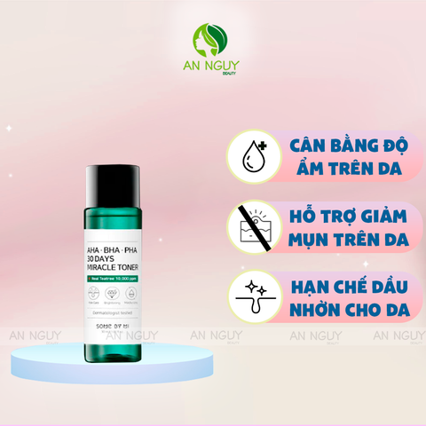 Nước Hoa Hồng Some By Mi AHA-BHA-PHA Miracle Toner 30 Days Cho Da Mụn