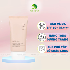 Kem Nâng Tone Chống Nắng Numbuzin No.3 Porcelain Base-skip Tone Up Beige SPF50+/ PA++++ 50ml