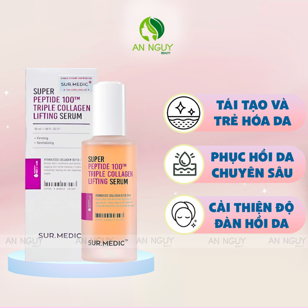 Tinh Chất Sur.Medic Super Peptide 100TM Triple Collagen Lifting Serum Phục Hồi Da