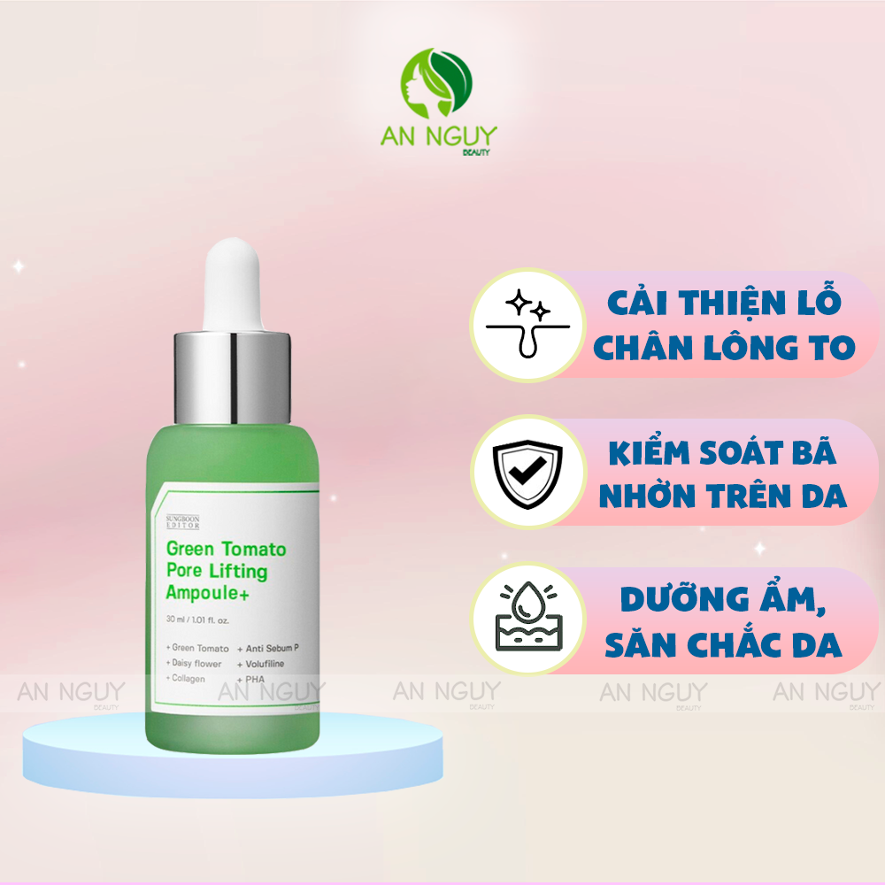 Tinh Chất Cà Chua Xanh Sungboon Editor Green Tomato Pore Lifting Ampoule+ Hỗ Trợ Thu Nhỏ Lỗ Chân Lông