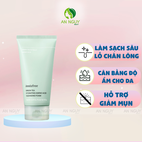 Sữa Rửa Mặt Innisfree Green Tea Hydrating Amino Acid Cleansing Foam Trà Xanh 150gr