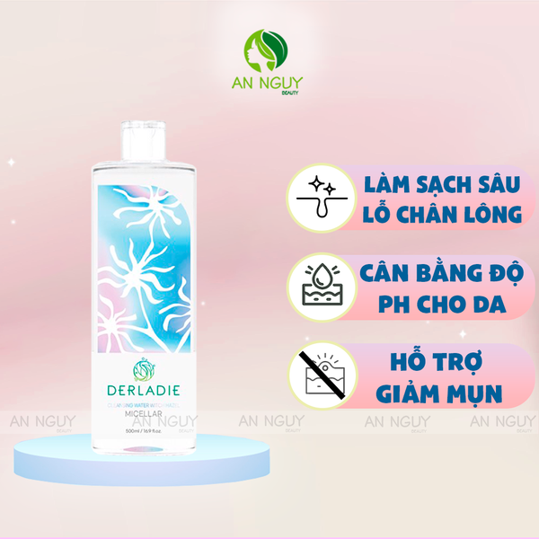 Nước Tẩy Trang Cây Phỉ Derladie Cleansing Water Witch Hazel Làm Dịu Da, Ngăn Ngừa Mụn 500ml