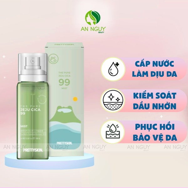 Xịt Khoáng Rau Má PrettySkin The Pure Jeju Cica 99 Mist Làm Dịu Da 100ml