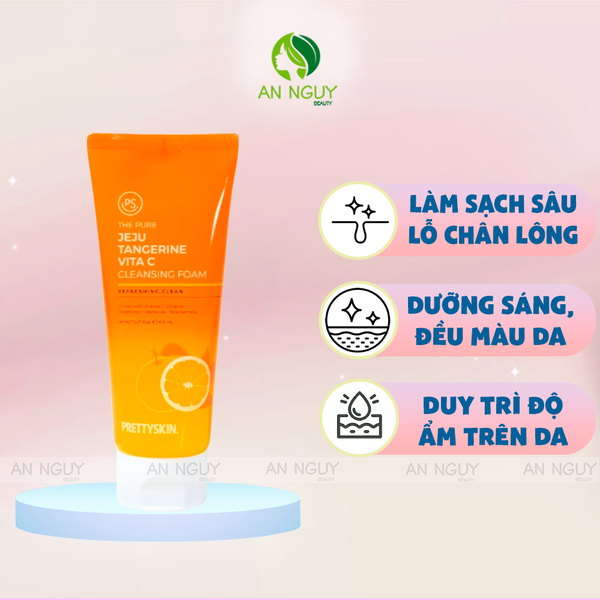 Sữa Rửa Mặt PrettySkin The Pure Jeju Tangerine Vita C Cleansing Foam 150ml