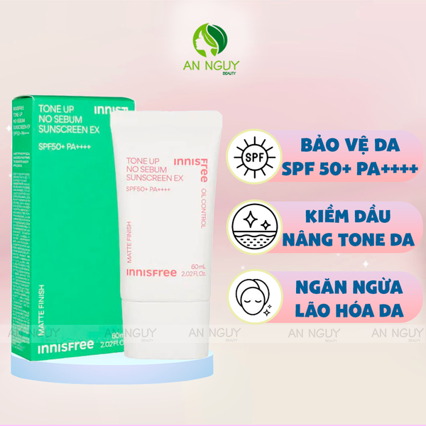 Kem Chống Nắng Innisfree Tone Up No Sebum Sunscreen EX Nâng Tone Kiềm Dầu