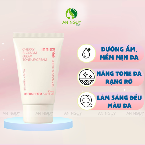 Kem Dưỡng Innisfree Cherry Blossom Glow Tone-Up Cream Nâng Tông Da 50ml